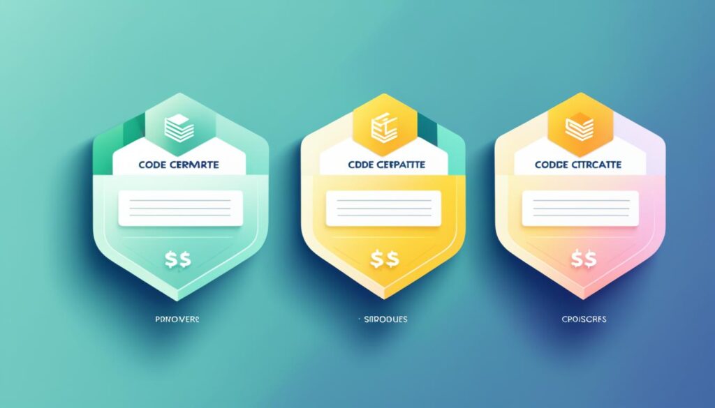 code signing certificates suppliers pricing comparison